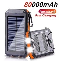 Solar 80000mAh Portable Power Bank External Battery Fast Charging Strong LDE Light All Smartphones