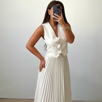 Sleeveless Vest Heavyweight Half length Pleated Long sleeved High end Two piece Suit