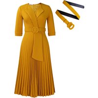 Clothing autumn winter OL fashion suit collar pleated waist large dress