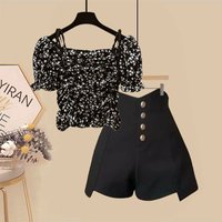 Women’s Clothing Summer Temperament Light Luxury Suit For Women New Style Niche Design Slim Short Sleeve High Waist Versatile Shorts Two Piece Suit