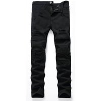 Men's Clothing Men's Black Ripped Jeans Trendy Fashion Casual Multi Tattered High Street Casual Trousers