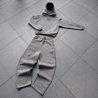 European American Mertra Double Hat Sweater Sports Suit Embroidered Splicing Loose Casual Sweatpants Two piece Set