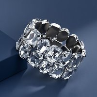 Luxury Personality Exaggerated Rhinestone Fashion Trend Geometric Full Diamond Elastic Jewelry Simple Bracelet