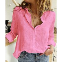 Casual Loose Long Sleeved Linen Shirt Large Ready Stock