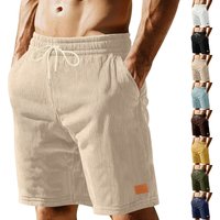 Summer Solid Color Lace-up Sports Corduroy Simple Five-point Men's Shorts Casual Pants