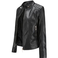 Clothing Leather Jacket Temperament Large Stand Collar PU Leather Leather Jacket Leather Coat