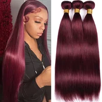 Burgundy Red Brazilian Human Hair Extension Straight Weave Bundles