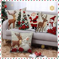 Christmas Pillow Cover Festive Elk Rabbit Decoration Sofa Atmosphere Decorative Linen Pillow