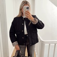 Street Fashion Quilted Puffer Jacket Autumn Winter Lightweight Warm Coat Button Closure Round Neck Long Sleeve