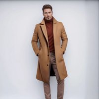  Wool Blend Trench Coat Classic Long Overcoat Winter Slim Fit Multiple Pockets Stylish & Warm