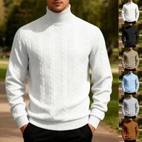  Heavyweight Jacquard Sweater – High Collar Casual Knit Pullover Winter Clothing