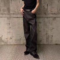 Cleanfit Raw Denim Jeans Mid Rise Bootcut Embroidered Leather Patch Clothing