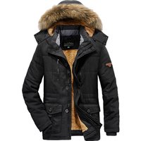 Men's Heavyweight Nylon Winter Parka With Fleece Lining Oversized Long Coat For Extreme Cold Weather Black Thick Warm Parka