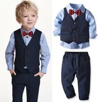 Boys Suits Clothes For Wedding Formal Party Clothes Striped Baby Vest Shirt Pants Kids Boy Outerwear Clothing Set