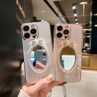 Mobile phone case iPhone15promax mobile phone case pearl mirror fashion Apple 14 electroplated silicone 13 diamond inlaid