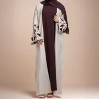 Elegant Embroidered Abaya Dress Long Sleeve Maxi Modest Muslim Dress Sizes S to