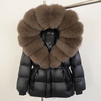 Clothing Luxury Winter Goose Down Coat Fox Fur Trim Hooded Long Parka Jacket Detachable Fur Collar Windproof & Warm