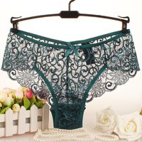 2025d Seamless Sexy Lace Hollow Mid-Waist Plus Size Women's Cotton Panties