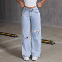 Clothing Light Wash Wide Leg Jeans – Loose Fit & Comfortable Everyday Style"