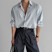 Clothing Striped Long Sleeved Shirt Spring Summer Light Mature Style Casual Non Iron Light Sun Protection Shirt