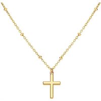 Women's Jewelry K Gold Plated Cross Pendant Necklace Fashionable Simple Bead Necklace