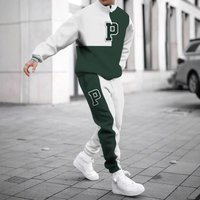 American Style Trendy Brand Casual Loose Sweatshirt Sweatpants Tech Print Long Sleeve Sports Set