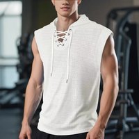 Clothing Vest Summer Thin Casual Hooded Solid Lace Up Sleeveless Vest