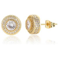 Women's Jewelry Round Full Zircon Hip Hop Earrings High End Niche Jewelry 925 Silver Needle Men's Earrings