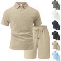 Clothing Summer Polo Shirt Jacquard Fabric Leisure Sports Short Sleeved Lapel T shirt Sets
