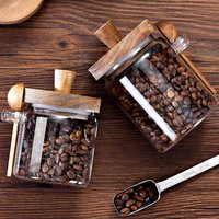 Bean Special Sealed Gaopeng Silicon Glass Microwave Safe Spoon Tea Coffee Powder Storage Jar