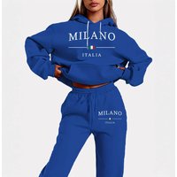 Women's Printed Sweatshirt Set Casual Comfortable Simple Style With Hood Long Sleeved Autumn Collection