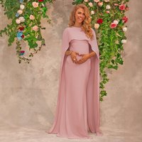 Elegant Maternity Maxi Dress Tailored Fit Soft Polyester Fish Hem Dress Expecting Mothers 