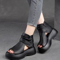 Platform thick-soled sandals for women 2024 summer new style outdoor wear fashionable versatile fish mouth hollow short boots Roman ladies sandals
