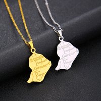 French Guyana Stainless Steel Map Necklace Summer ins Ethnic Style Couple Titanium Steel Pendant Necklace