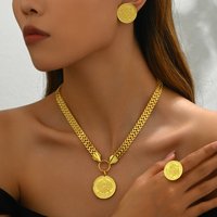 Jewelry Set Fashion Fashion OL Round Brand Tree Life Pendant Necklace Earrings Set Personality Electroplating Ring Versatile Jewelry