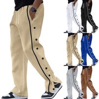 Men's Clothing casual sports buttoned pants men's autumn new loose straight drawstring large size trousers