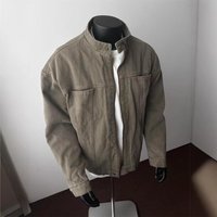 Vintage Washed Harrington Jacket Thickened Winter Short Coat Stand Collar Casual & Stylish Outerwear