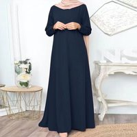 Women's dress Muslim solid color loose pullover casual elegant long-sleeved long dress factory approved