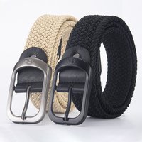 Non Perforated Non Perforated Knitted Belt Elastic Canvas Belt Korean Versatile Student Pants Trendy Belt