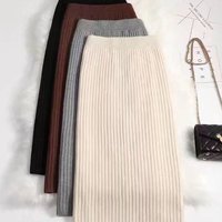 โโWomen's Knitted High Waist Pencil Skirt - Mid-Length Slim Fit Pure Color Elegant Office Wear (Available In Cream, Black, Gray, Coffee)โโ