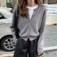 Core Spun Sand Sweater Knitted Cardigan Layered Loose And Gentle Coat Base Outer Wear Inner Wear Korean Style Western Style Women's Tops