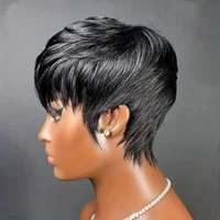 Pixie Human Hair Wig Easy to Wear & Fit Chic1B 1B27 Tones Short