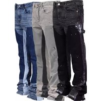 2024 European American Fashion Ins Cargo Hot Elastic Patch Denim Layered Flared Pants
