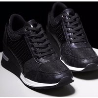 Plus Shoes Thick Sole Increased Height Inside Round Toe Cross Strap Shoes Casual Wedge Heels