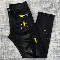 Men's Premium Splatter Paint Distressed Jeans - Slim Straight Stretch Denim Pants With Artistic Rips & Streetwear Edge (28-38)