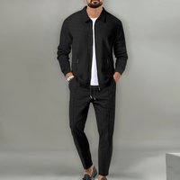 Men's Clothing Jacket Men Autumn Youth Waffle Zipper Pocket Lapel Slim Cardigan Men's Jacket Suit