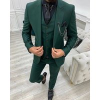 2024 Green Peak Lapel Slim Fit Men Suits 3 Pieces Tuxedos Terno Masculino Blazer Sets Groom Wedding Prom Costume Homme