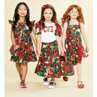 Mother & Kids New Children's Skirt Girls Printed Flying Sleeve Dress Style Children's Clothing