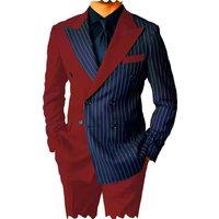 Clothing Two Piece Suit Navy Blue Striped Matching Suit