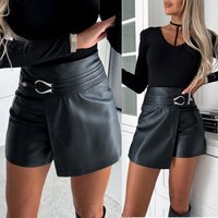 K Casual Fashion Leather Shorts INS Fashion Party Short Leather Pants